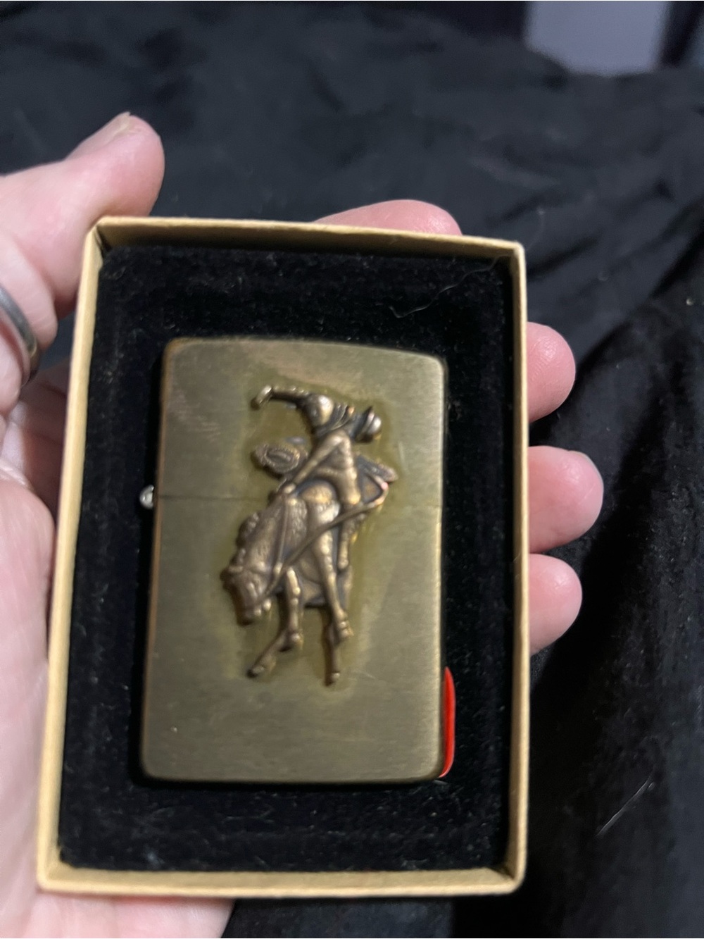 Bull Rider Brass-Tone Pocket Lighter – Men’s Accessory